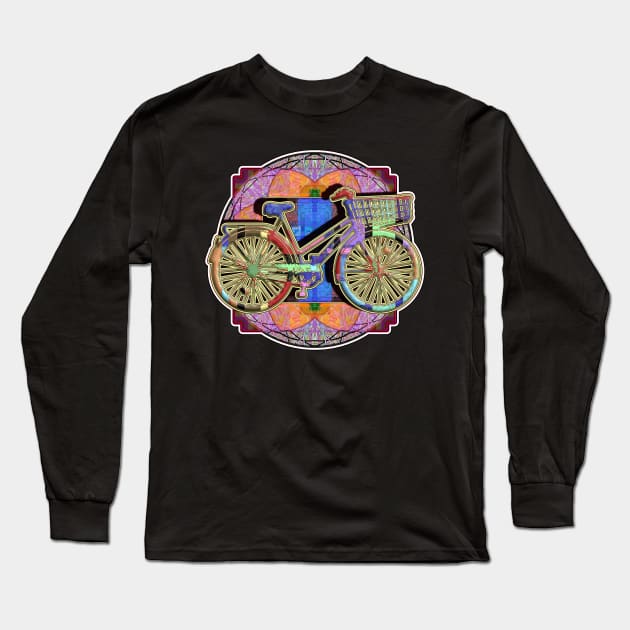 Art Deco Urban Bicycle Design Right Long Sleeve T-Shirt by crunchysqueak